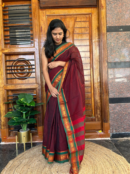 Brown Narayanpet saree.