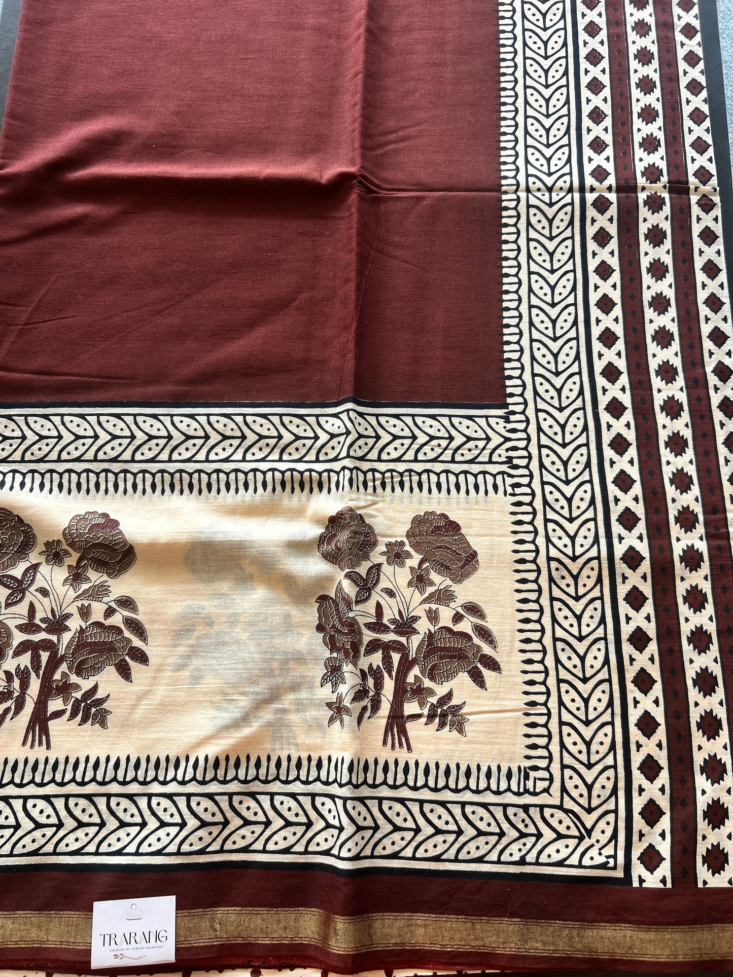 Brown chanderi mul cotton
