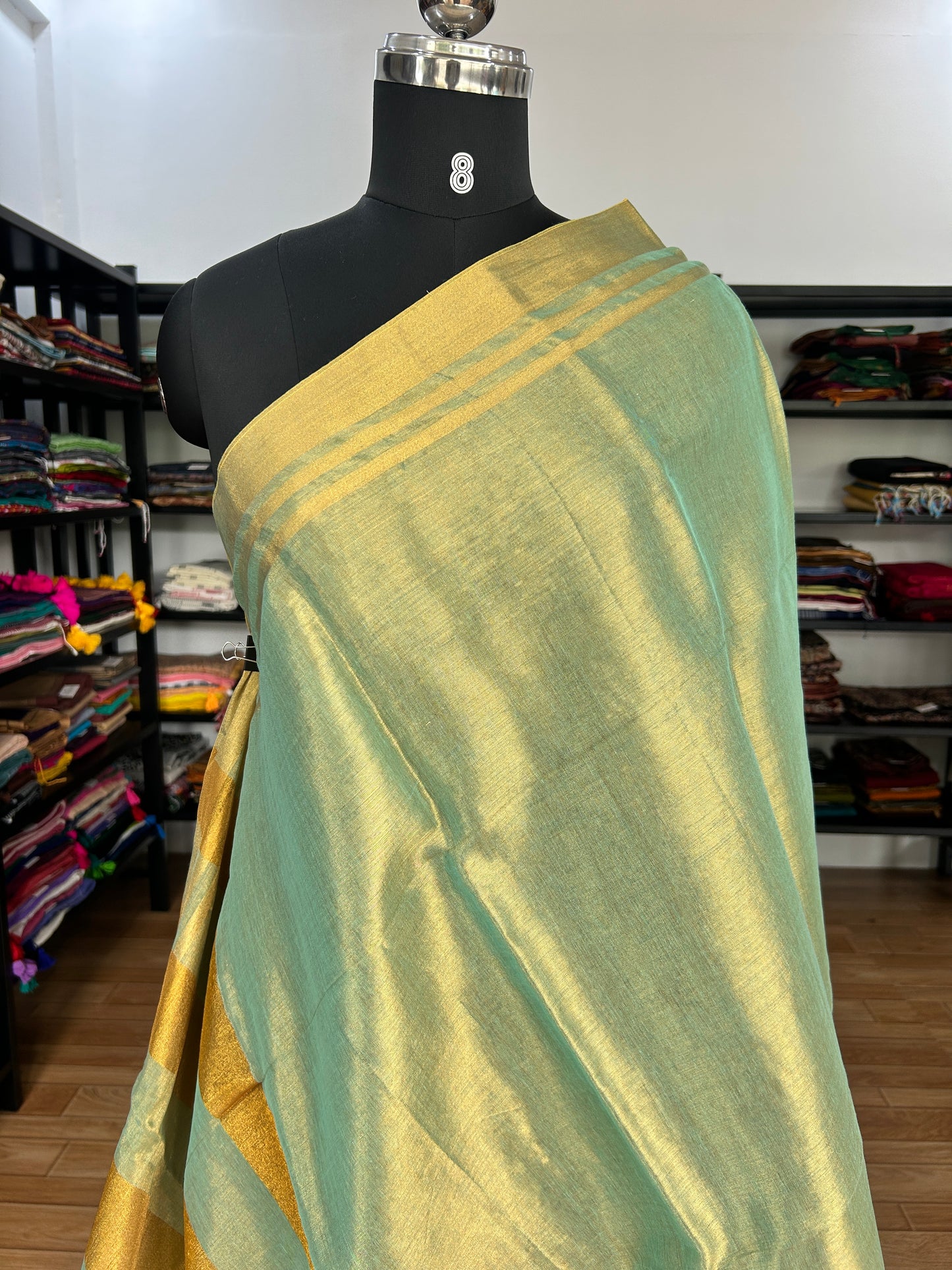 GREEN TISSUE  MUL SAREE