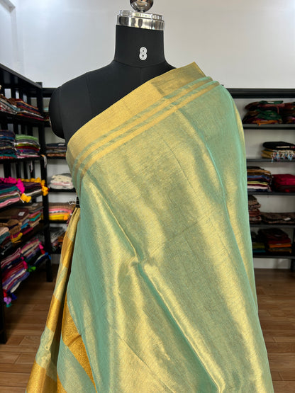 GREEN TISSUE  MUL SAREE