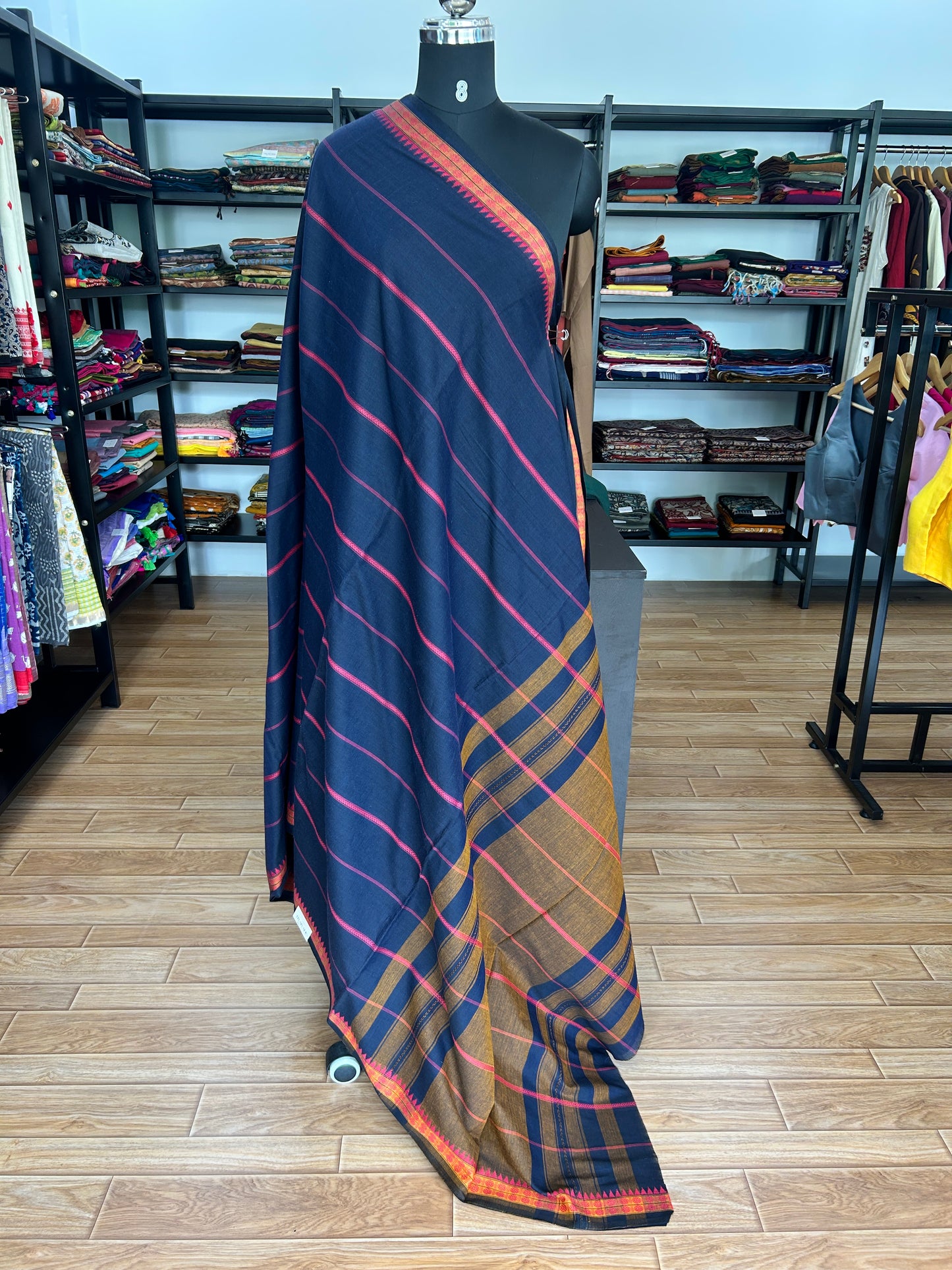 DARK BLUE DHANIAKHALI SAREE