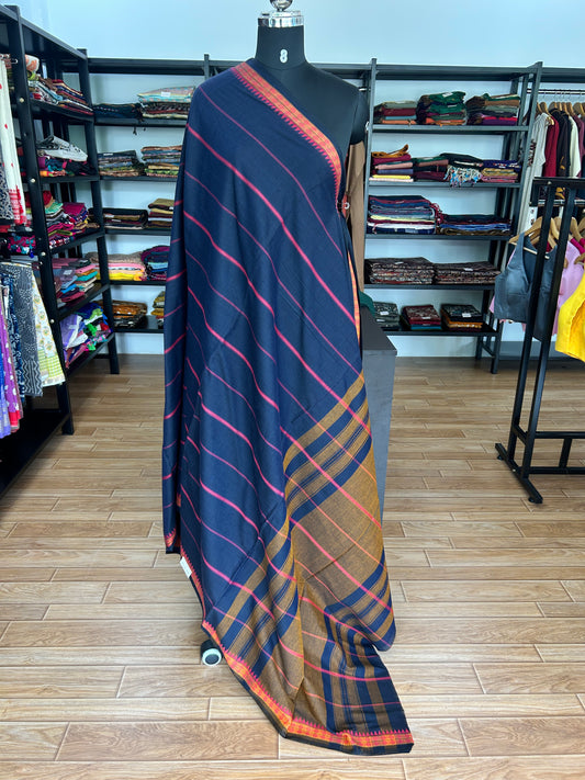 DARK BLUE DHANIAKHALI SAREE