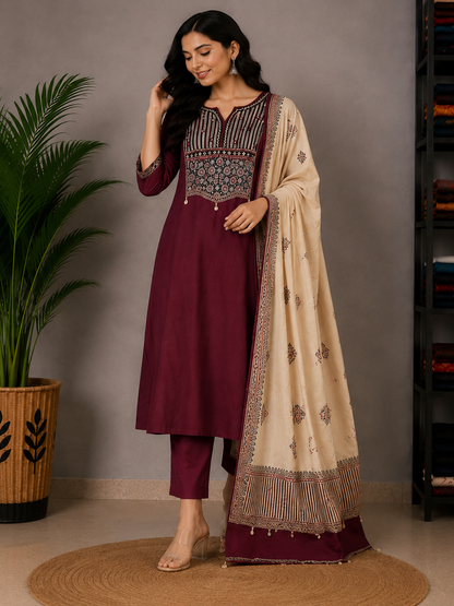 WINE COTTON SUIT