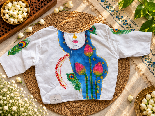 White hand painted blouse