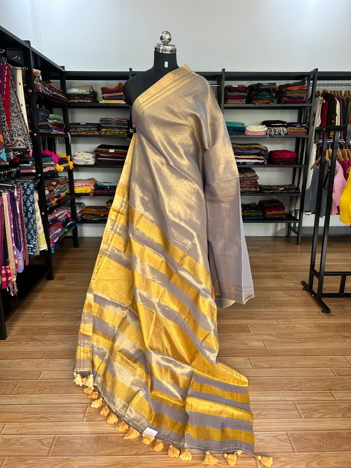 GOLD TISSUE  MUL SAREE