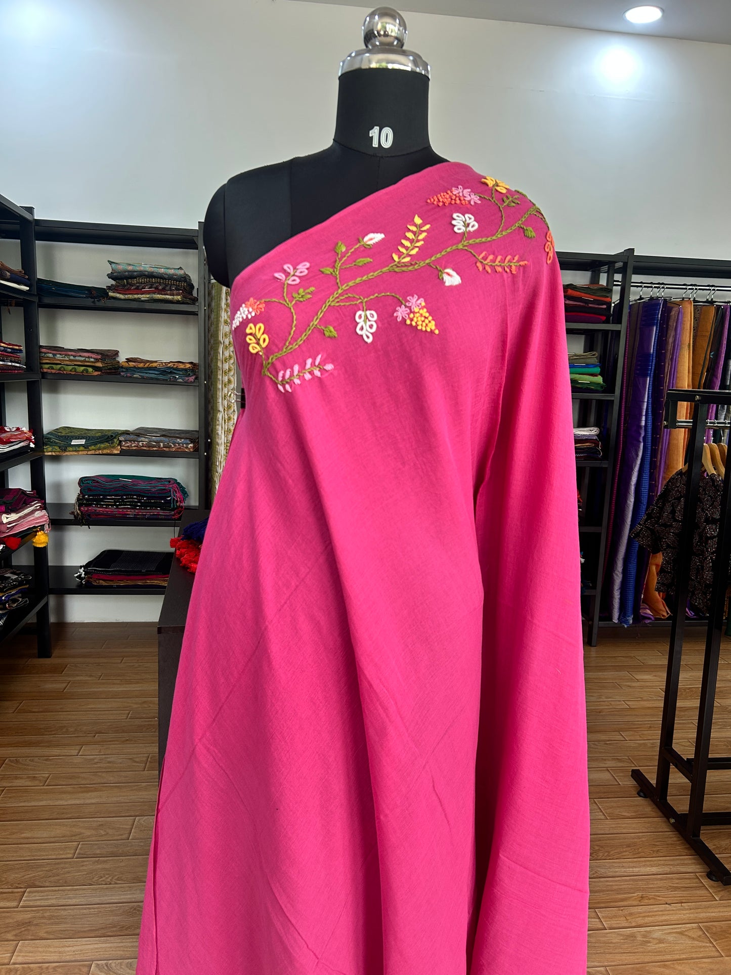 PINK KATHA MUL SAREE