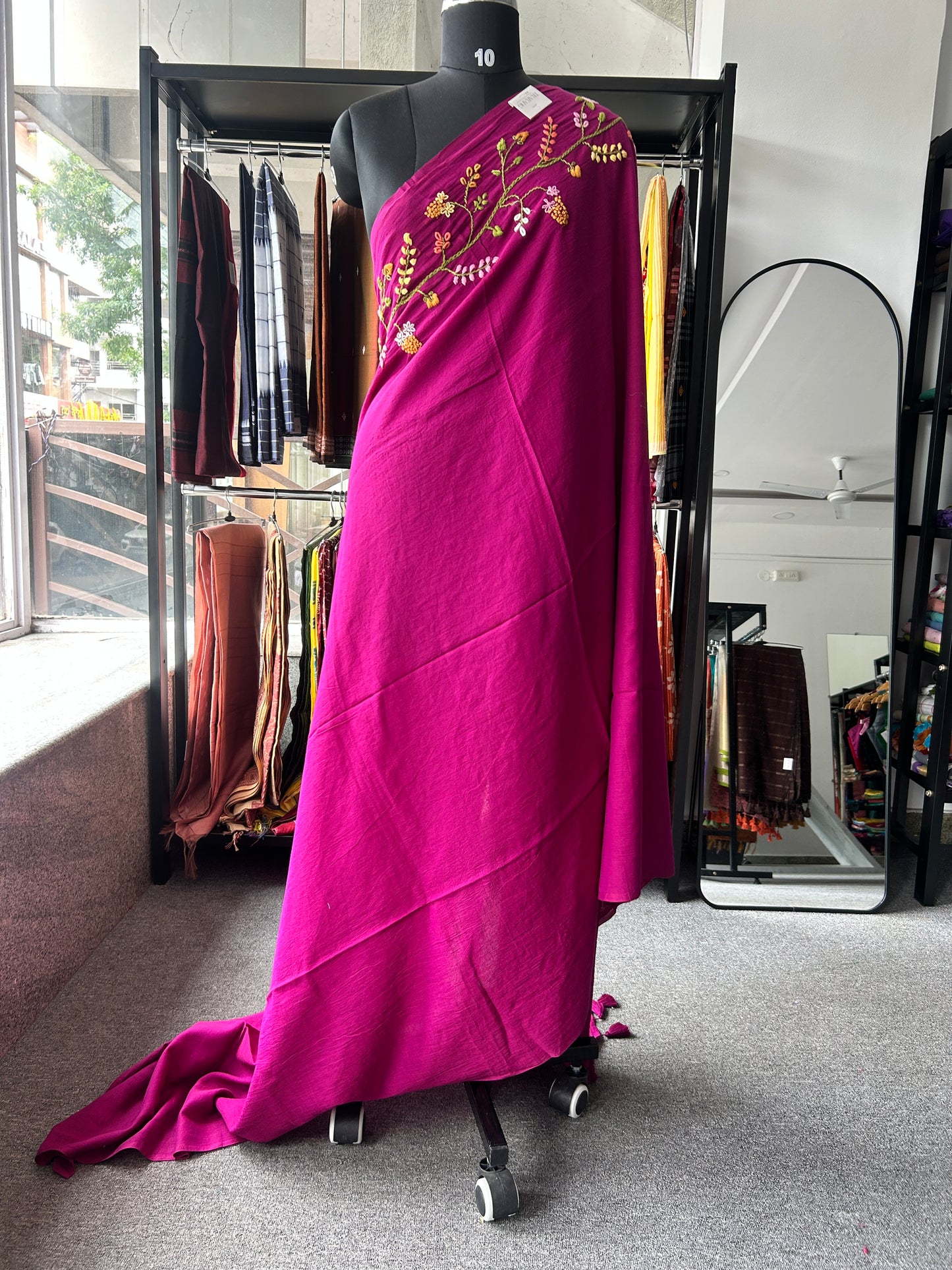 PINK KATHA MUL SAREE