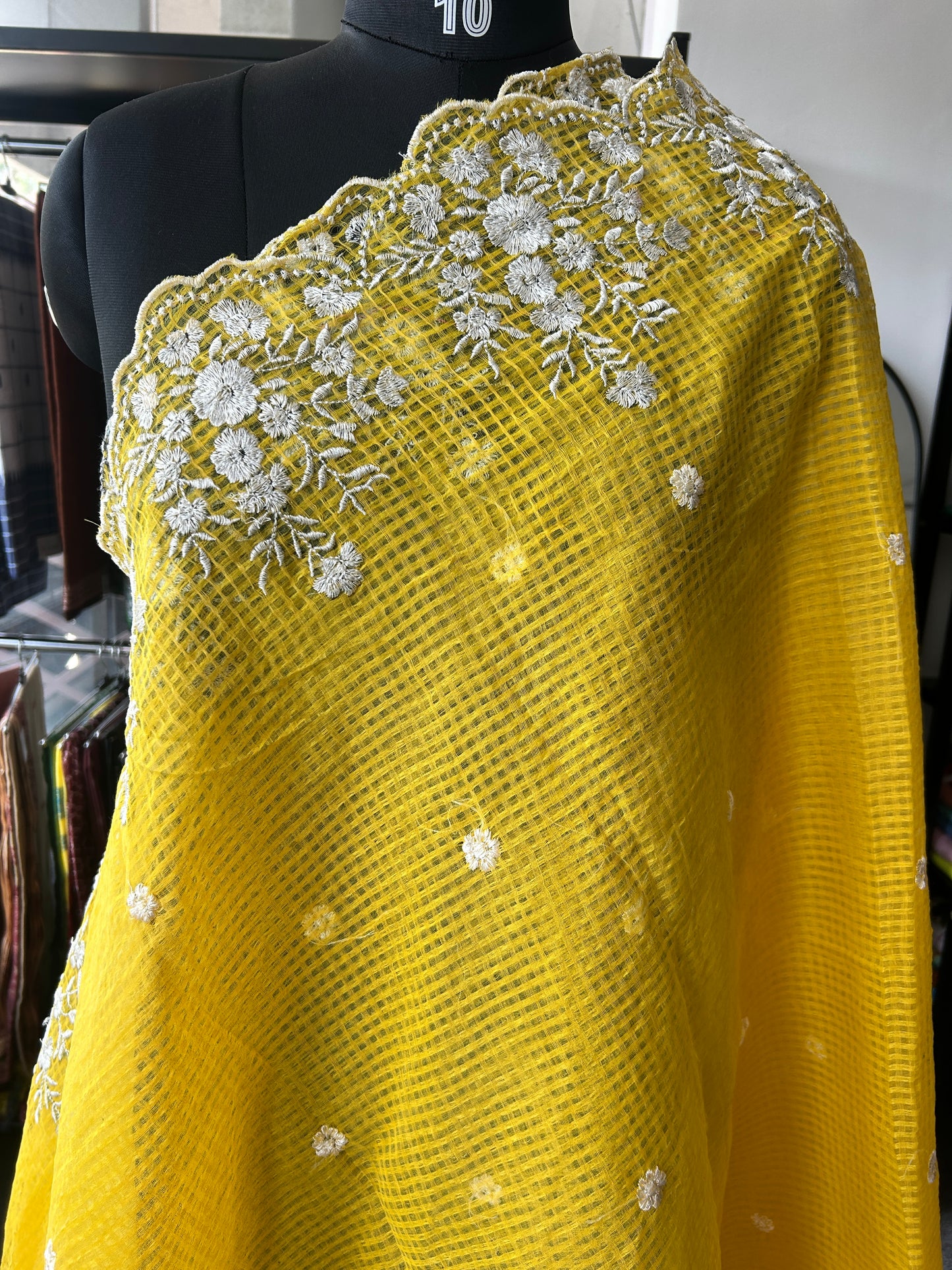 Yellow embroidered kota