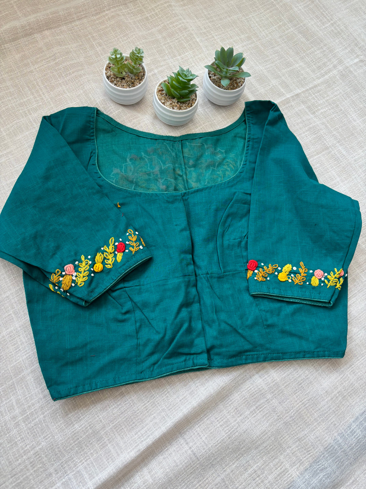 BLUE EMBROIDERED  BLOUSE