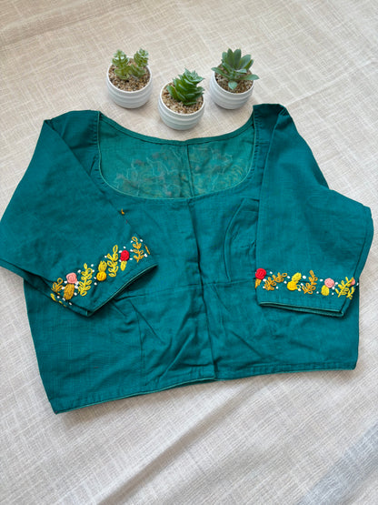 BLUE EMBROIDERED  BLOUSE