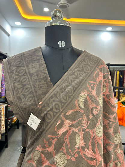 GREY AJRAKH MUL SAREE