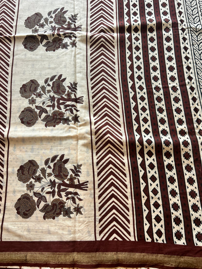 Brown chanderi mul cotton