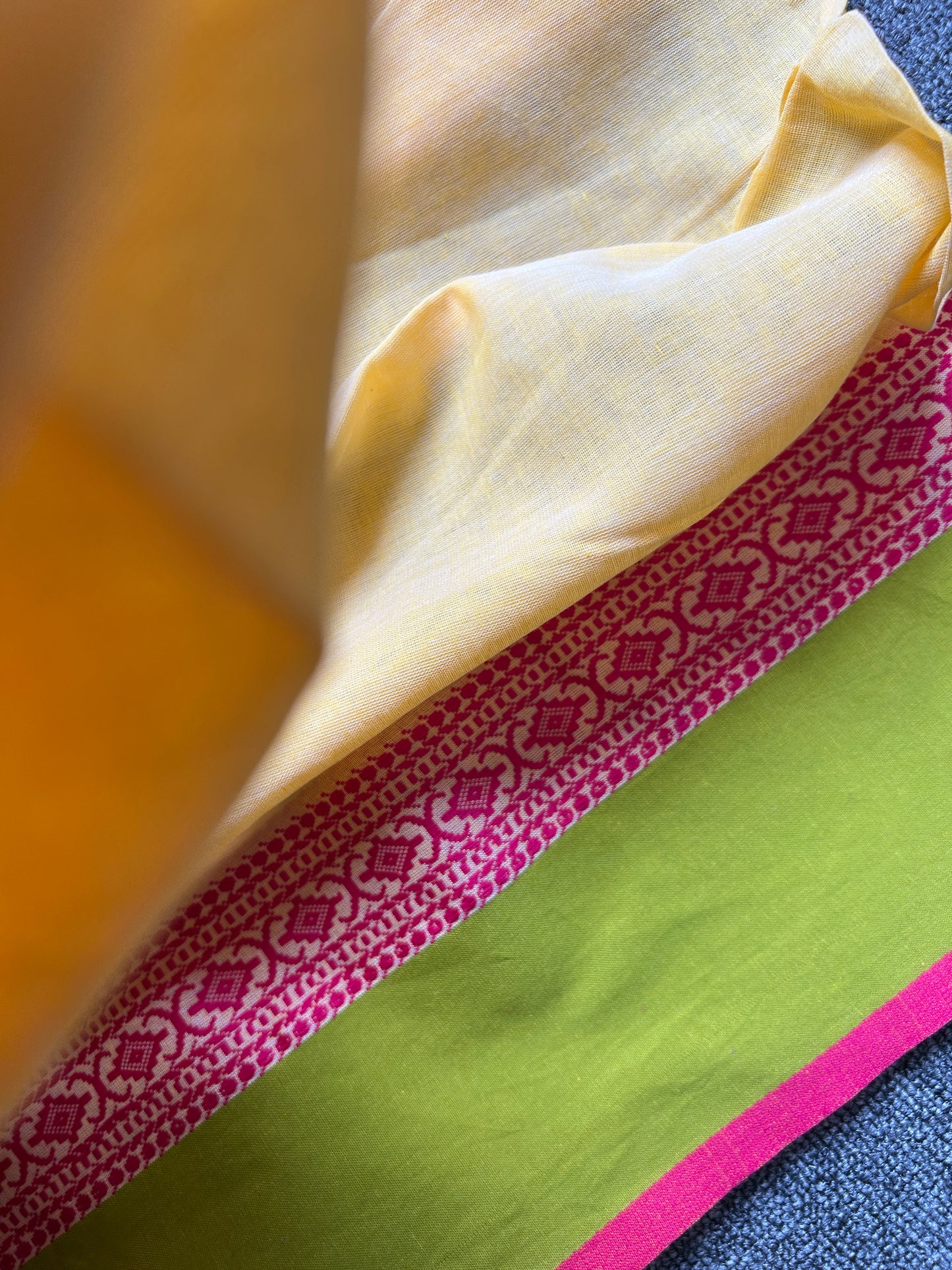 YELLOW MERCERISED COTTON SAREE
