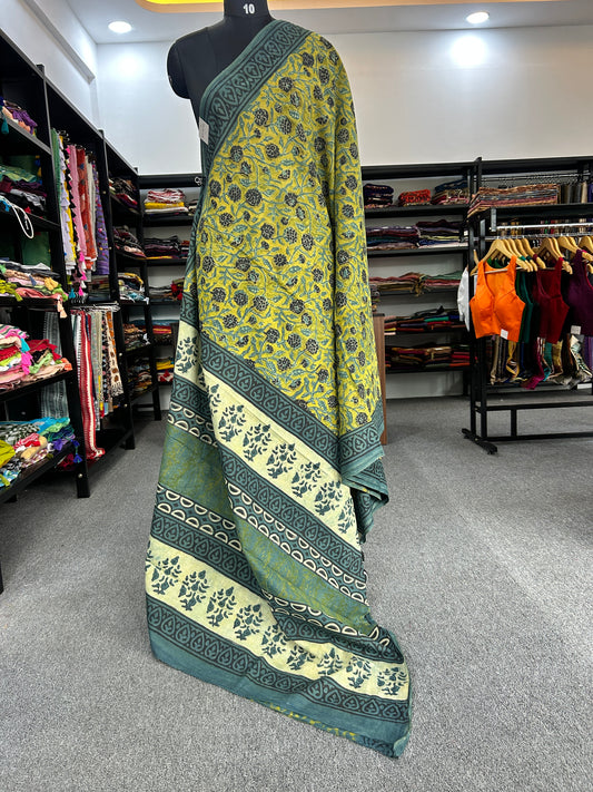 GREEN AJRAKH MUL SAREE