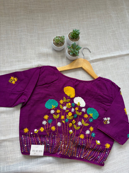 PURPLE MBROIDERED  BLOUSE