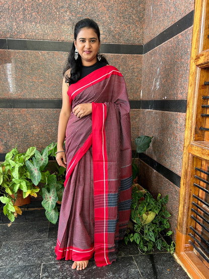 BROWN PATTEDANCHU SAREE.