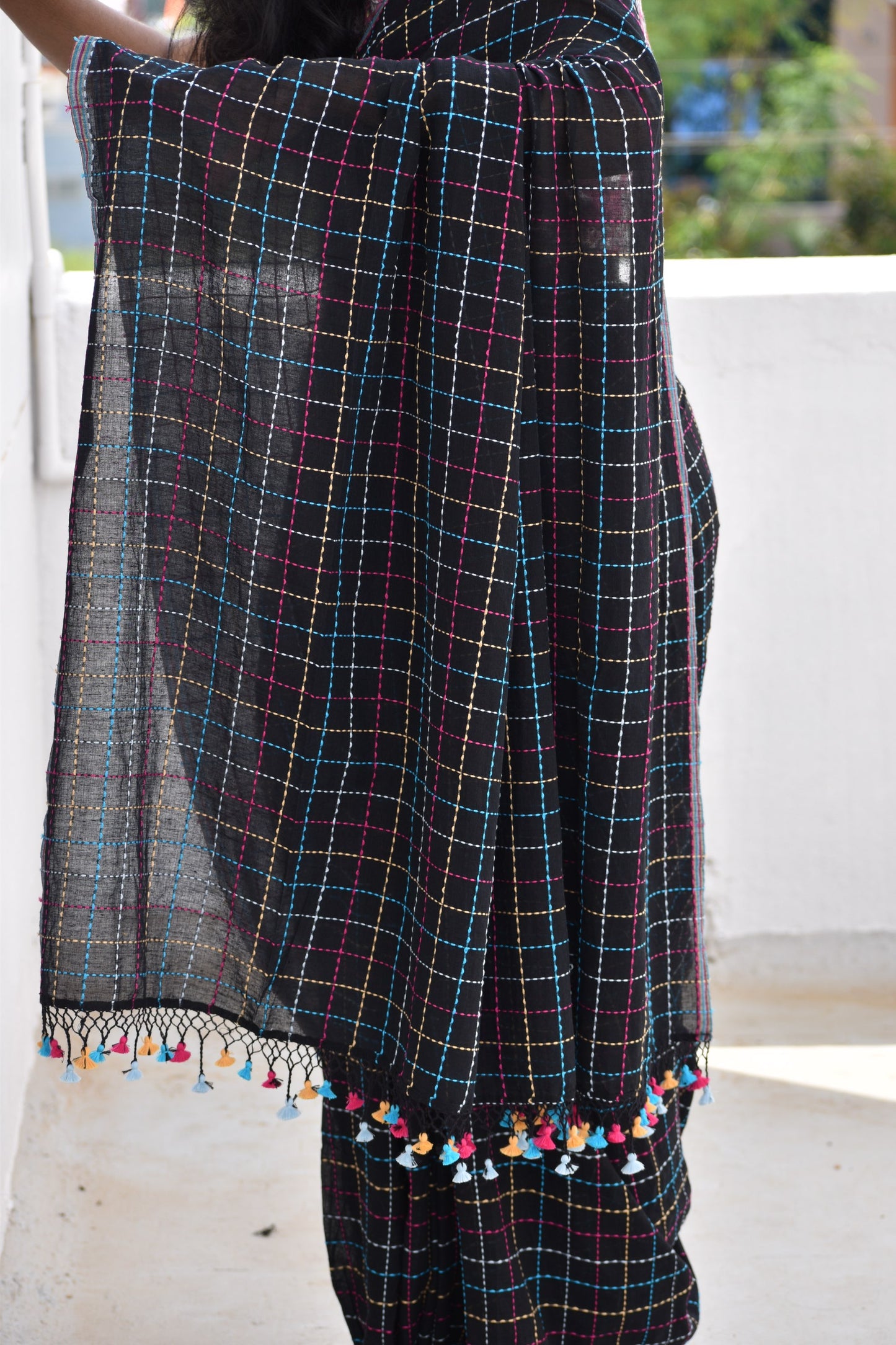 BLACK KATHA SAREE