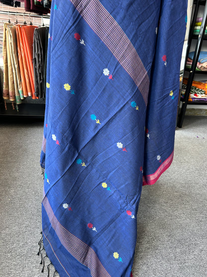 BLUE KHADI JAMDANI SAREE