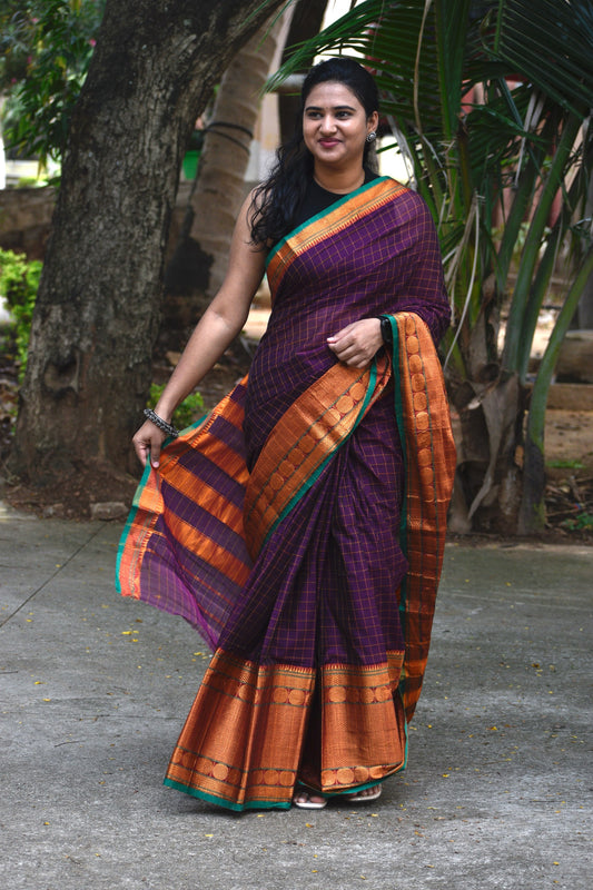 Purple Narayanpet saree.