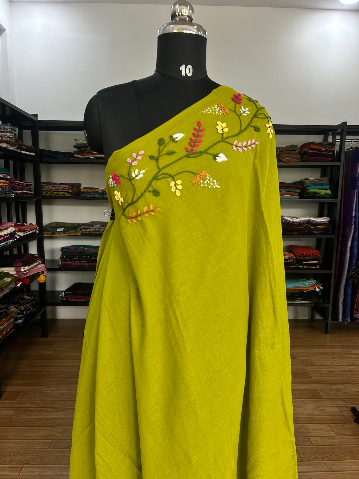 GREEN KATHA MUL SAREE