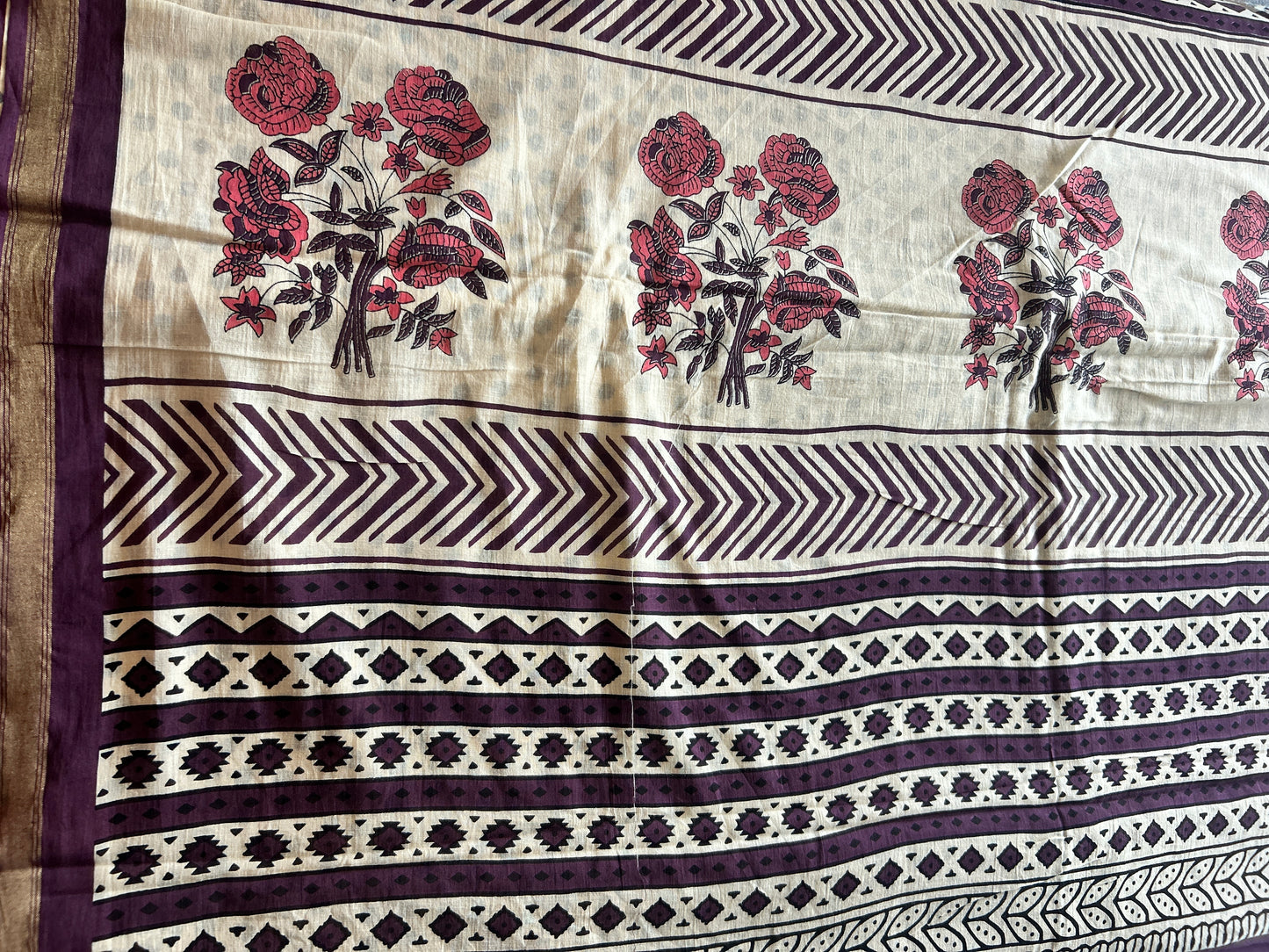 Purple chanderi mul cotton