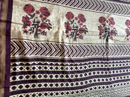 Purple chanderi mul cotton