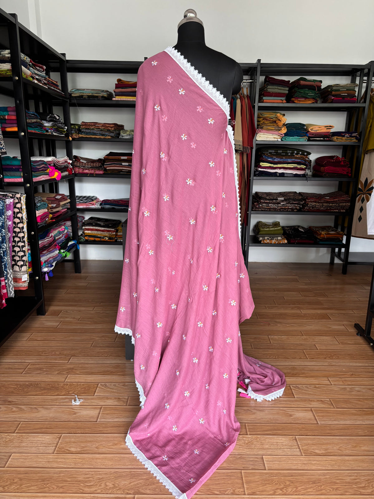 PINK PARIJATHA MUL SAREE