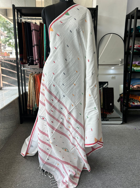 WHITE KHADI JAMDANI SAREE