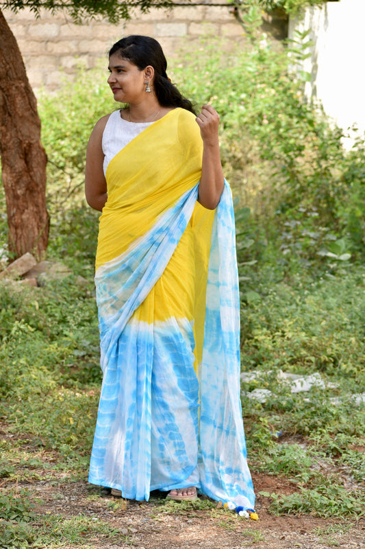 YELLOW MUL SAREE