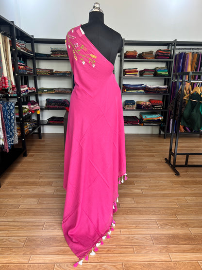 PINK KATHA MUL SAREE