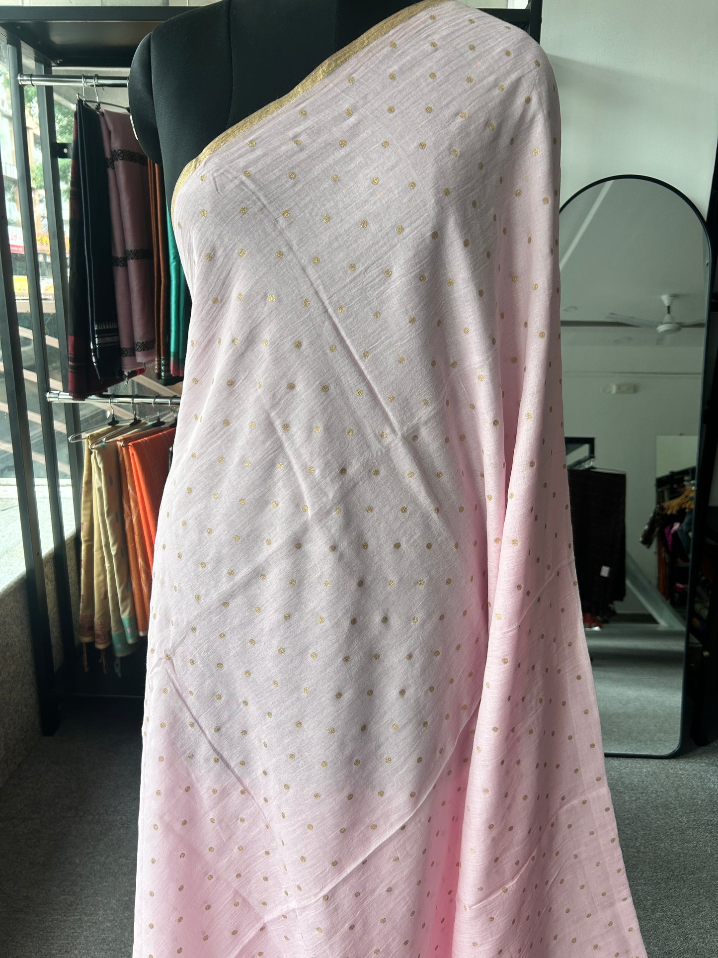 PINK MUL SAREE