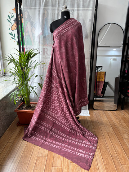 MAROON DABU MUL SAREE