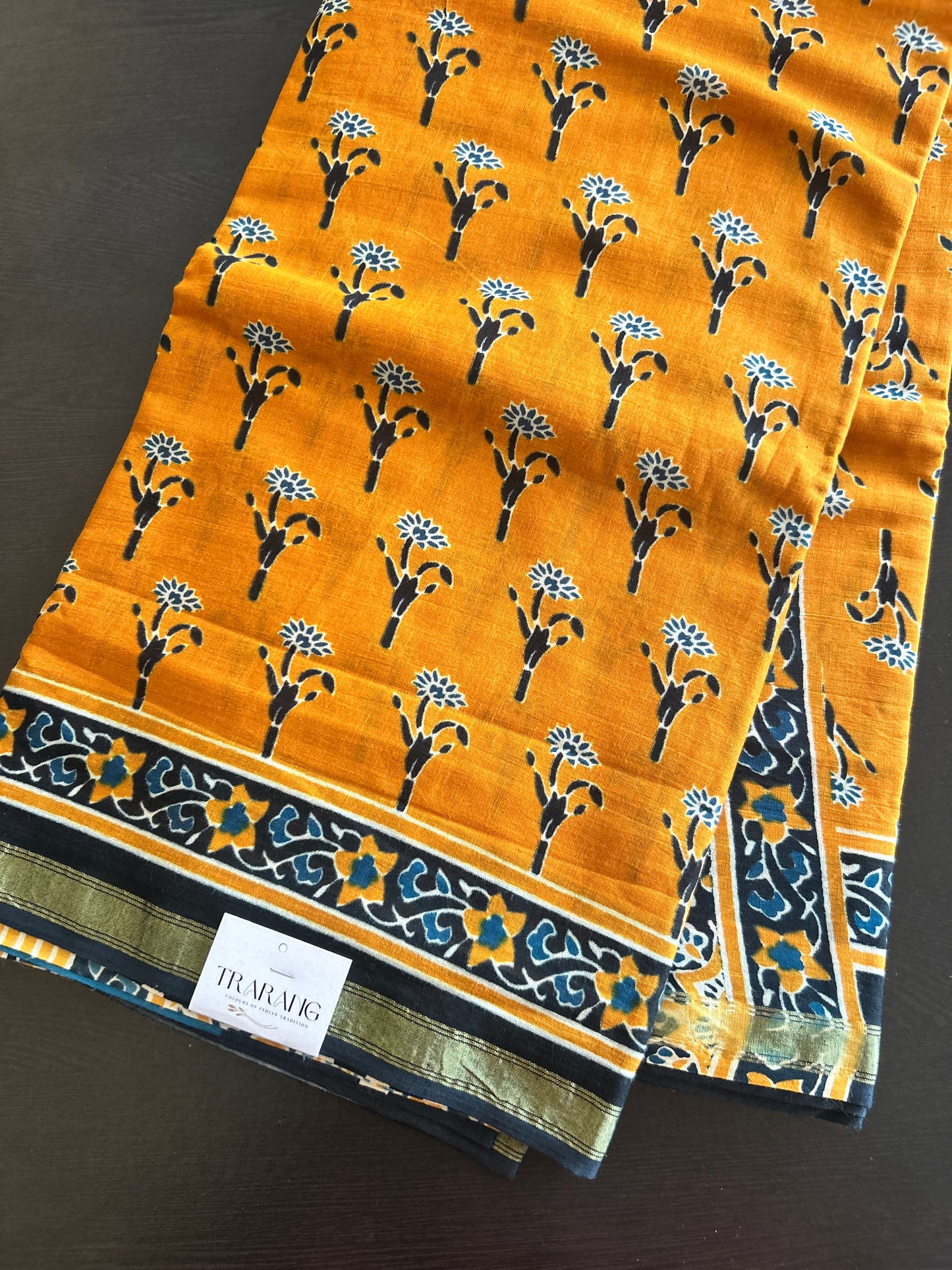 Yellow chanderi mul cotton