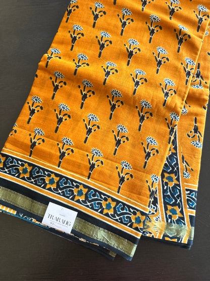 Yellow chanderi mul cotton