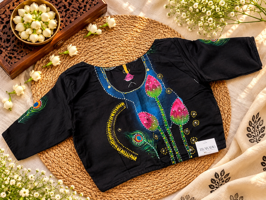 Black hand painted blouse