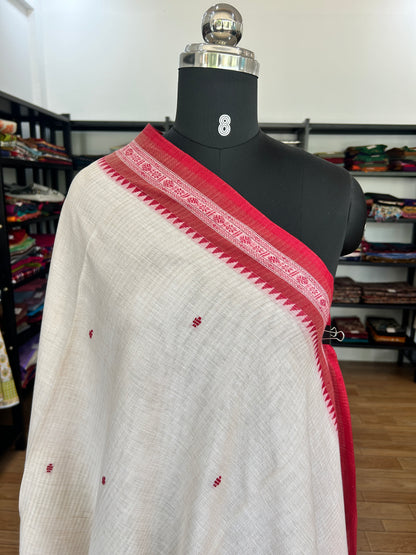 WHITE DHANIAKHALI SAREE