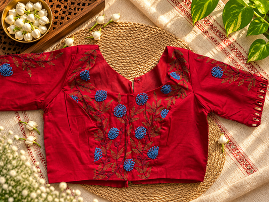 Red Embroidered blouse