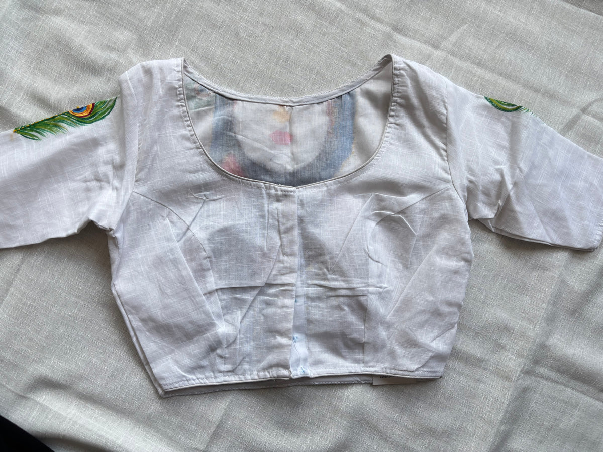 White hand painted blouse