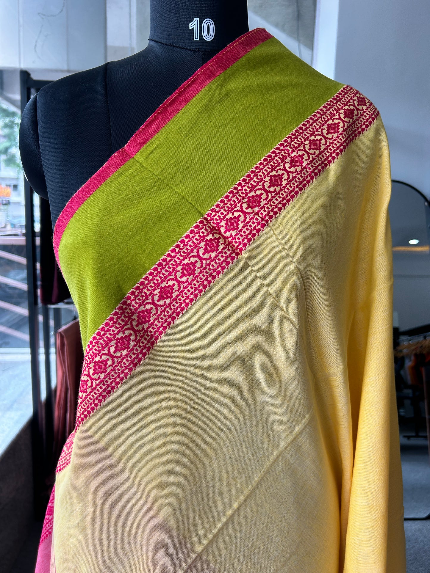 YELLOW MERCERISED COTTON SAREE