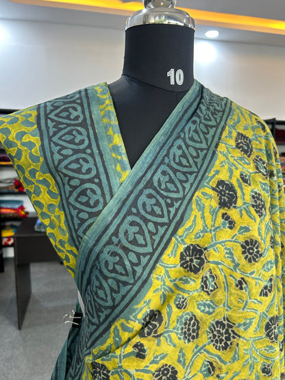 GREEN AJRAKH MUL SAREE