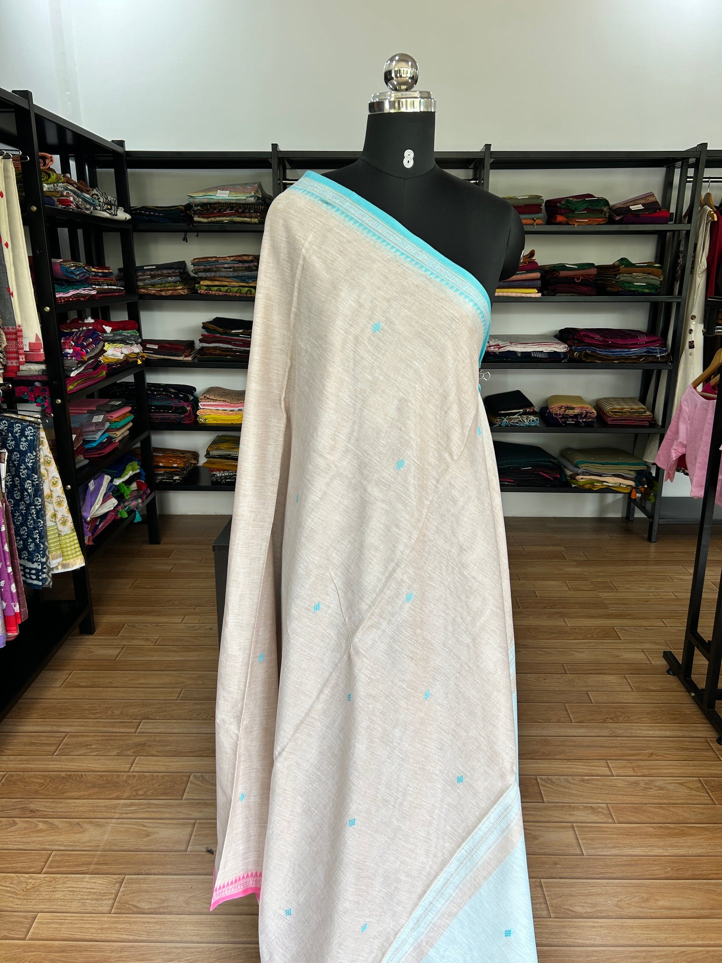 WHITE DHANIAKHALI SAREE