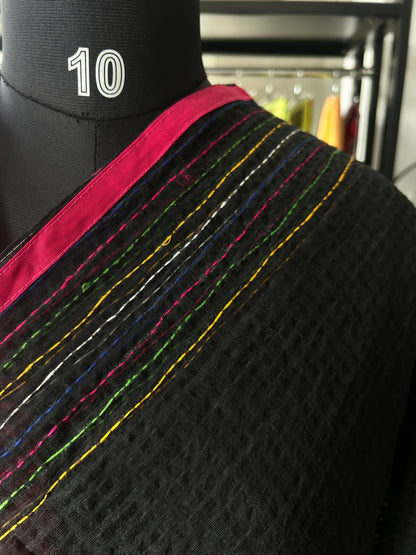 Black katha embroidered kota