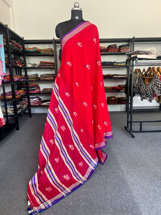 RED JAMDANI SAREE