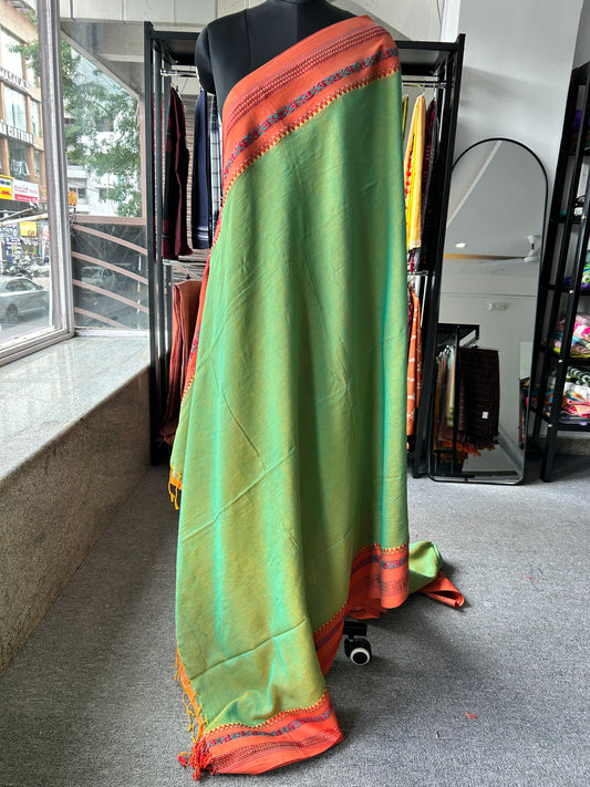 GREEN MERCERISED COTTON SAREE