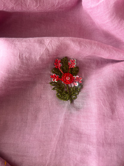 PINK EMBROIDERY MUL SAREE