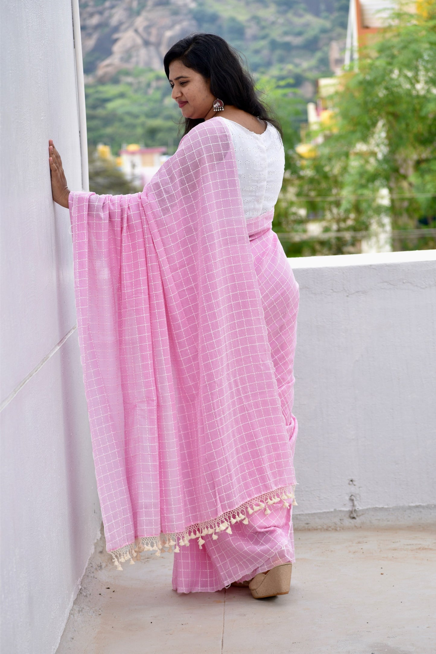 PINK KATHA SAREE