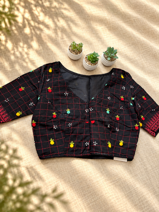BLACK EMBROIDERED  BLOUSE