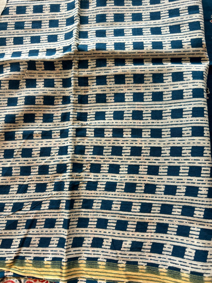 Blue chanderi mul cotton