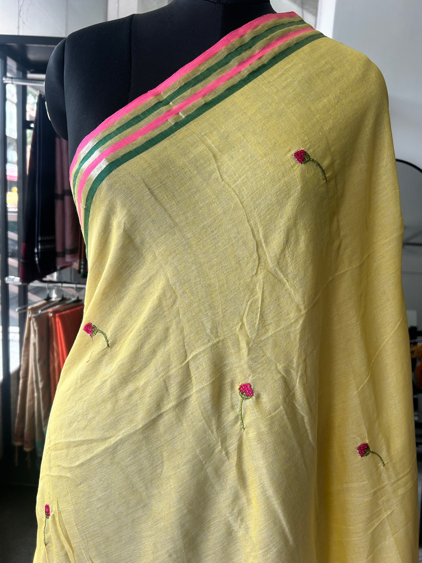 YELLOW MUL SAREE