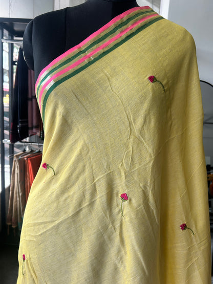 YELLOW MUL SAREE